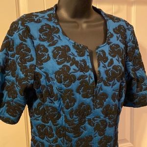 Super cute blue and black floral fit and flare dress